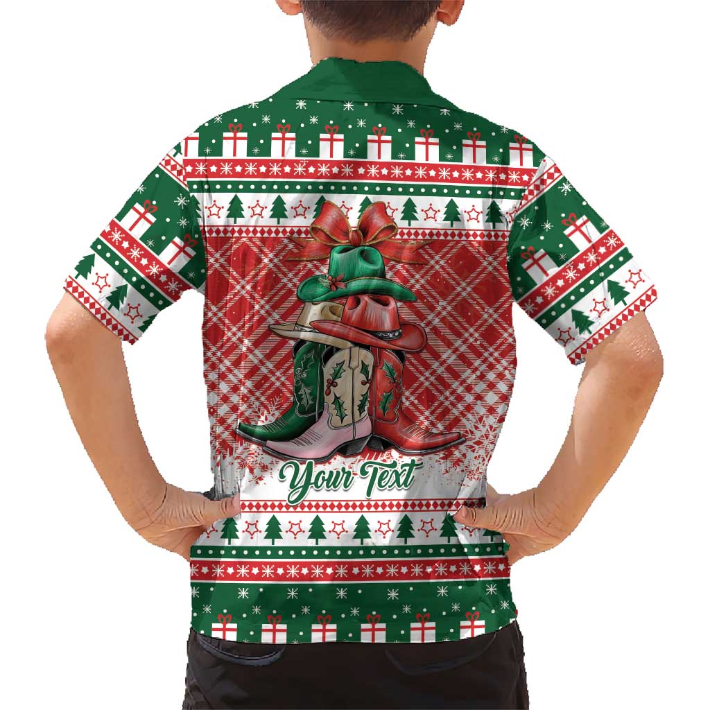 Personalized Cowgirl Boots Howdy Christmas Family Matching Off Shoulder Maxi Dress and Hawaiian Shirt Western Christmas - Wonder Print Shop