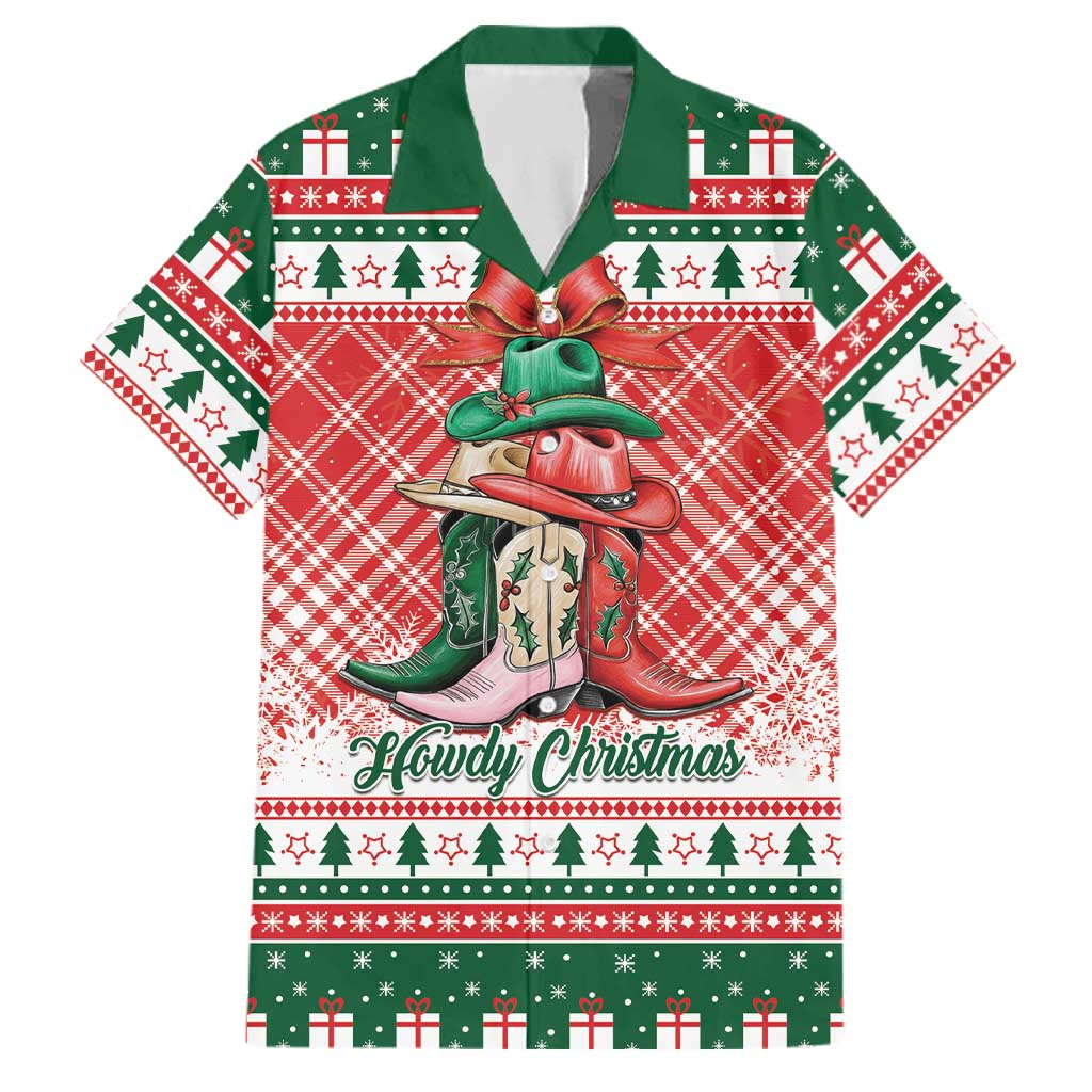 Personalized Cowgirl Boots Howdy Christmas Family Matching Off Shoulder Maxi Dress and Hawaiian Shirt Western Christmas - Wonder Print Shop