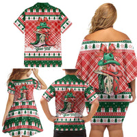 Personalized Cowgirl Boots Howdy Christmas Family Matching Off Shoulder Short Dress and Hawaiian Shirt Western Christmas - Wonder Print Shop