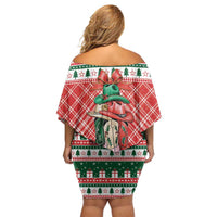 Personalized Cowgirl Boots Howdy Christmas Family Matching Off Shoulder Short Dress and Hawaiian Shirt Western Christmas - Wonder Print Shop