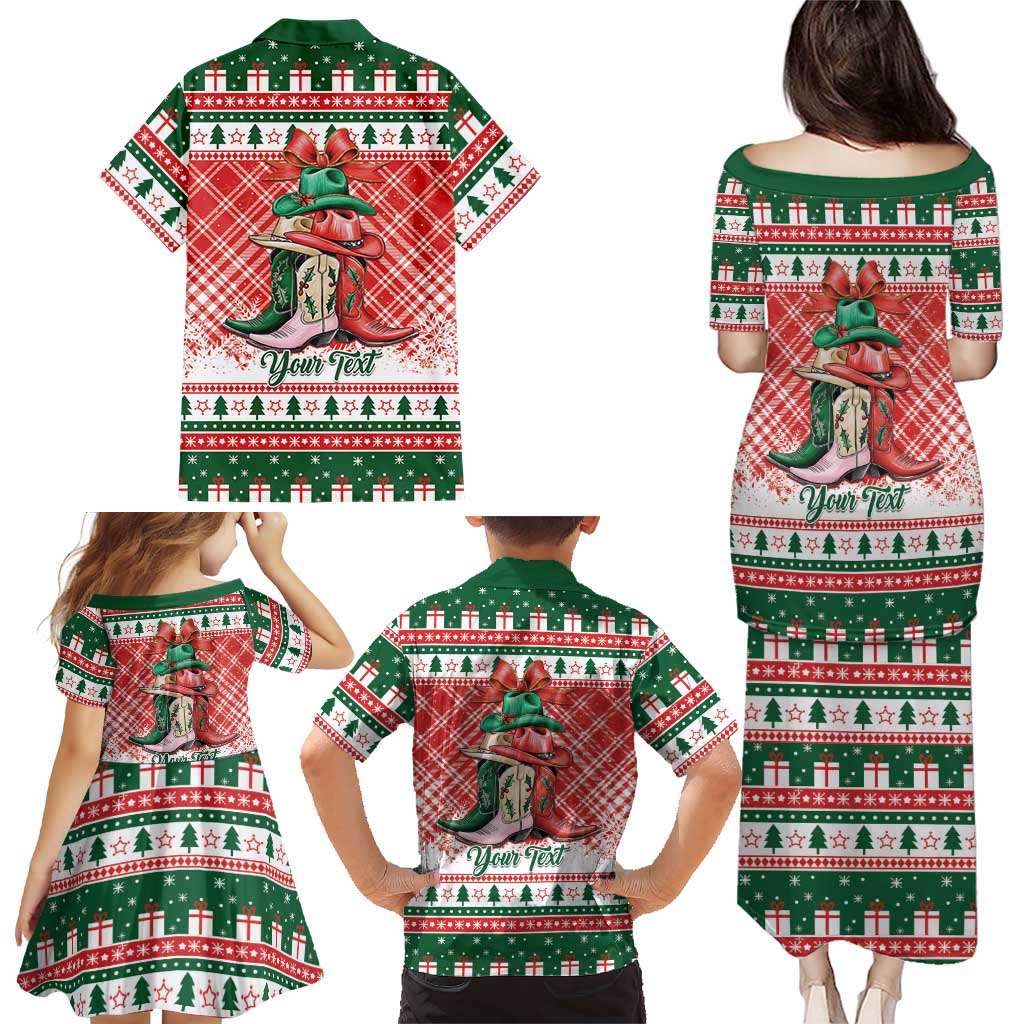 Personalized Cowgirl Boots Howdy Christmas Family Matching Puletasi and Hawaiian Shirt Western Christmas - Wonder Print Shop