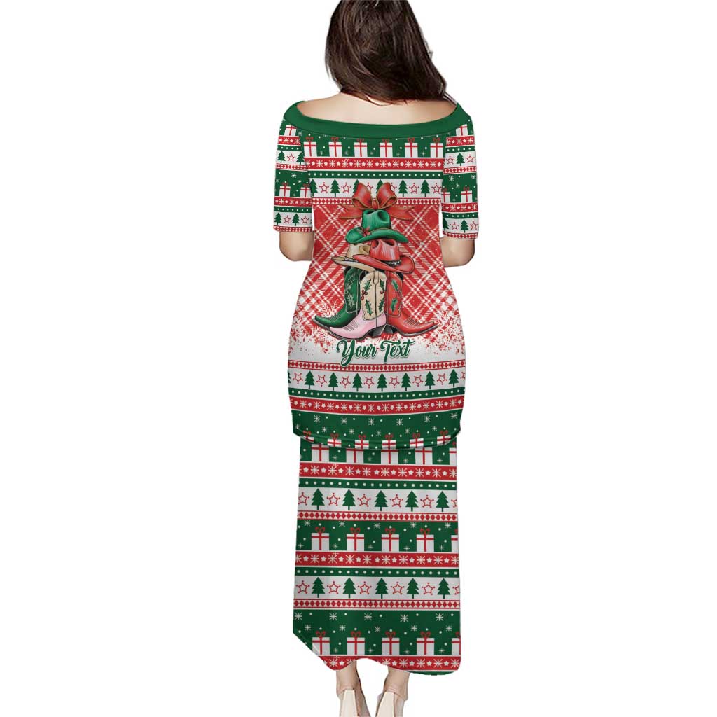 Personalized Cowgirl Boots Howdy Christmas Family Matching Puletasi and Hawaiian Shirt Western Christmas - Wonder Print Shop