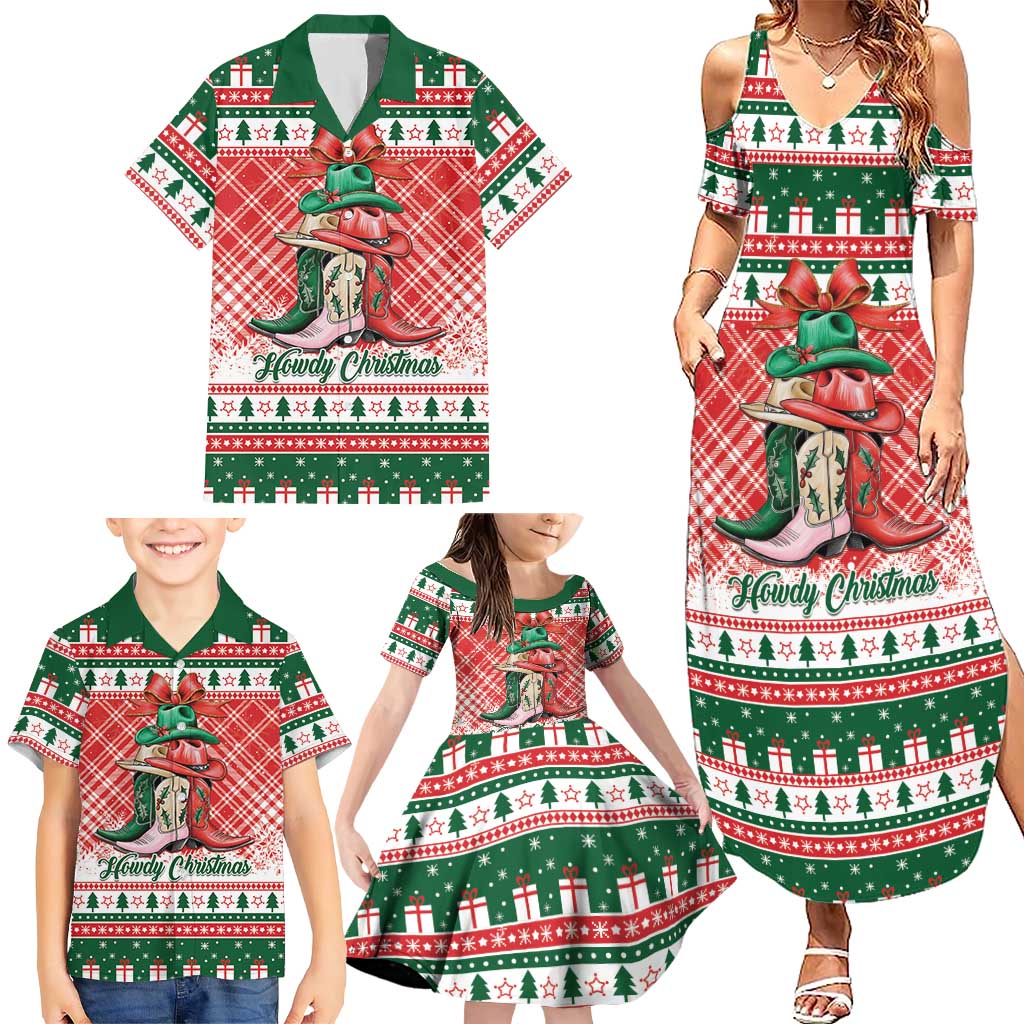 Personalized Cowgirl Boots Howdy Christmas Family Matching Summer Maxi Dress and Hawaiian Shirt Western Christmas - Wonder Print Shop