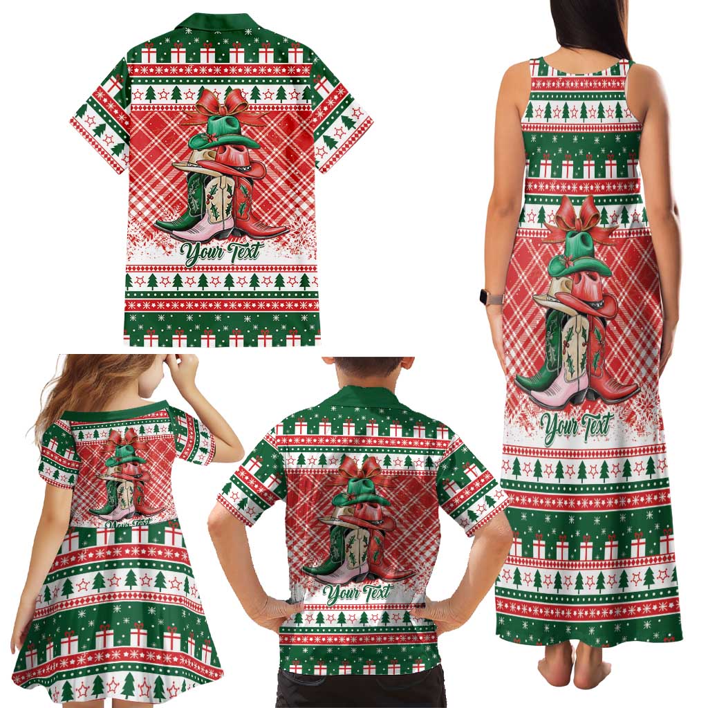 Personalized Cowgirl Boots Howdy Christmas Family Matching Tank Maxi Dress and Hawaiian Shirt Western Christmas - Wonder Print Shop