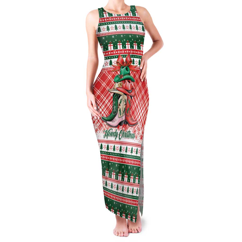Personalized Cowgirl Boots Howdy Christmas Family Matching Tank Maxi Dress and Hawaiian Shirt Western Christmas - Wonder Print Shop