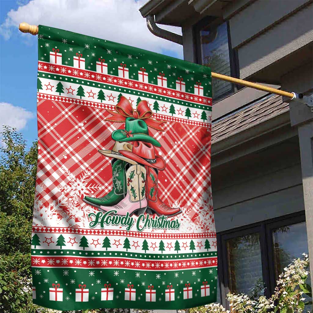 Cowgirl Boots Howdy Christmas Garden Flag Western Christmas - Wonder Print Shop