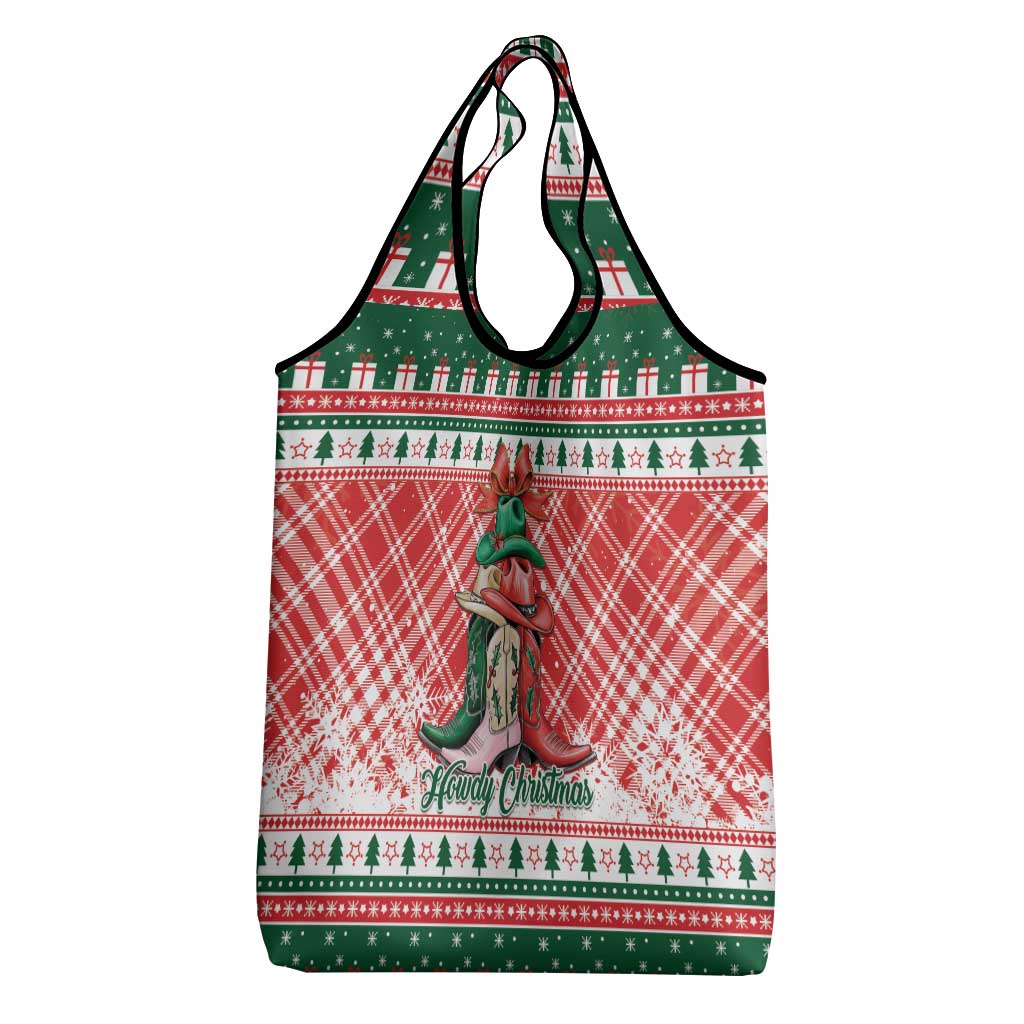 Cowgirl Boots Howdy Christmas Grocery Bag Western Christmas - Wonder Print Shop