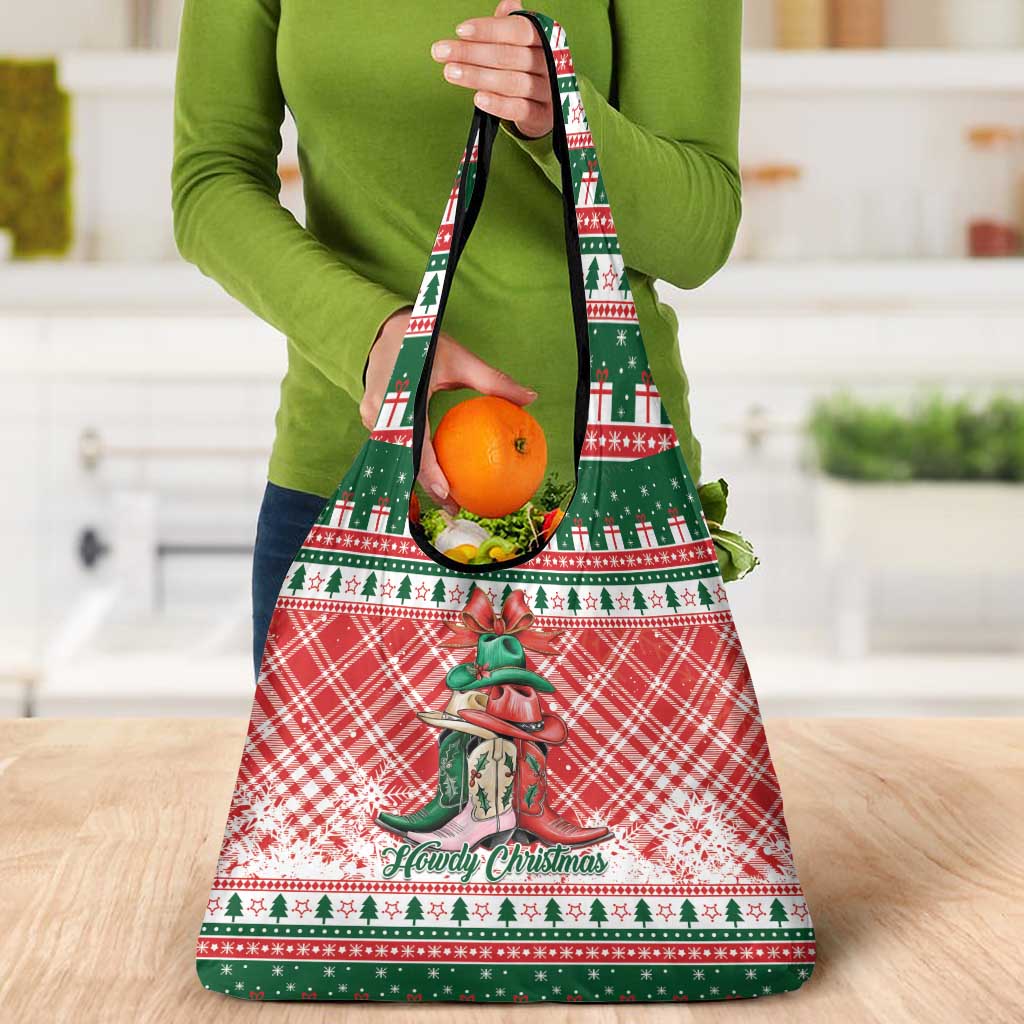Cowgirl Boots Howdy Christmas Grocery Bag Western Christmas - Wonder Print Shop