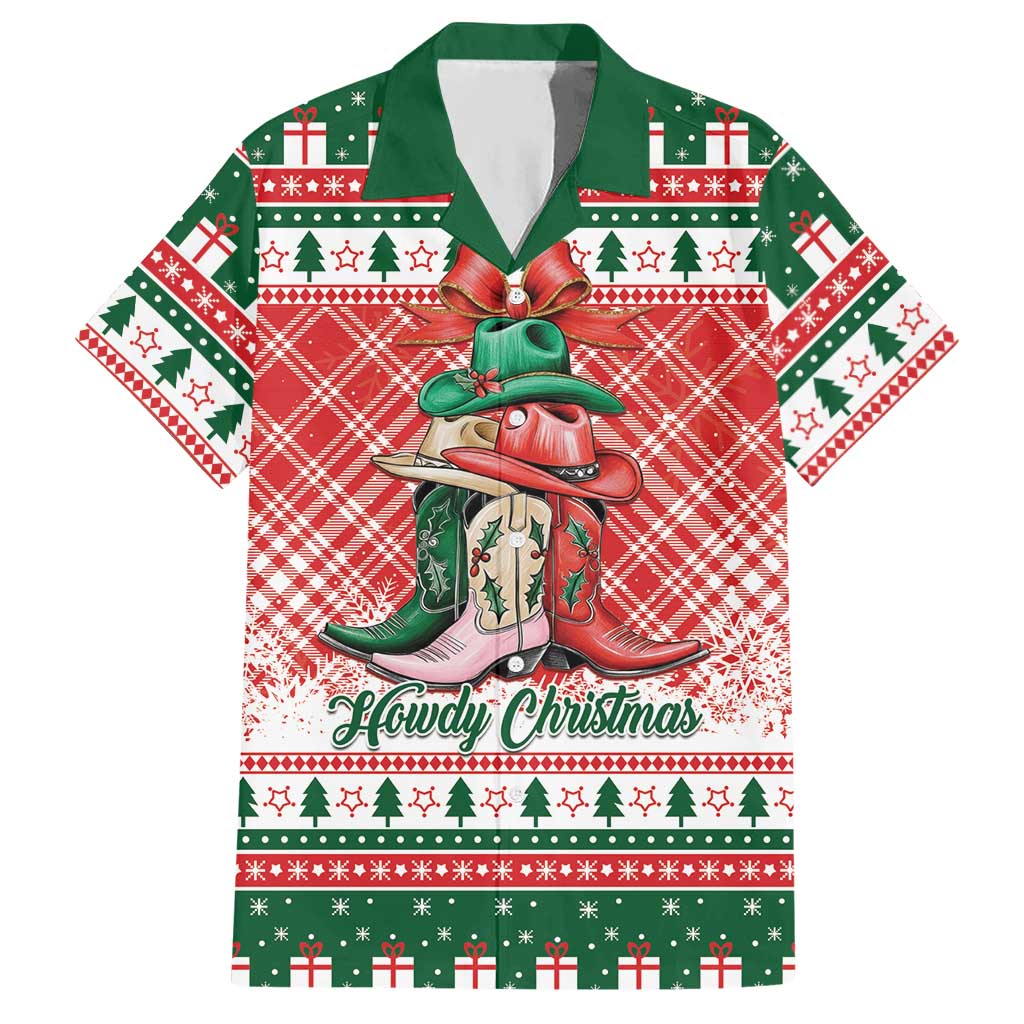 Personalized Cowgirl Boots Howdy Christmas Hawaiian Shirt Western Christmas - Wonder Print Shop