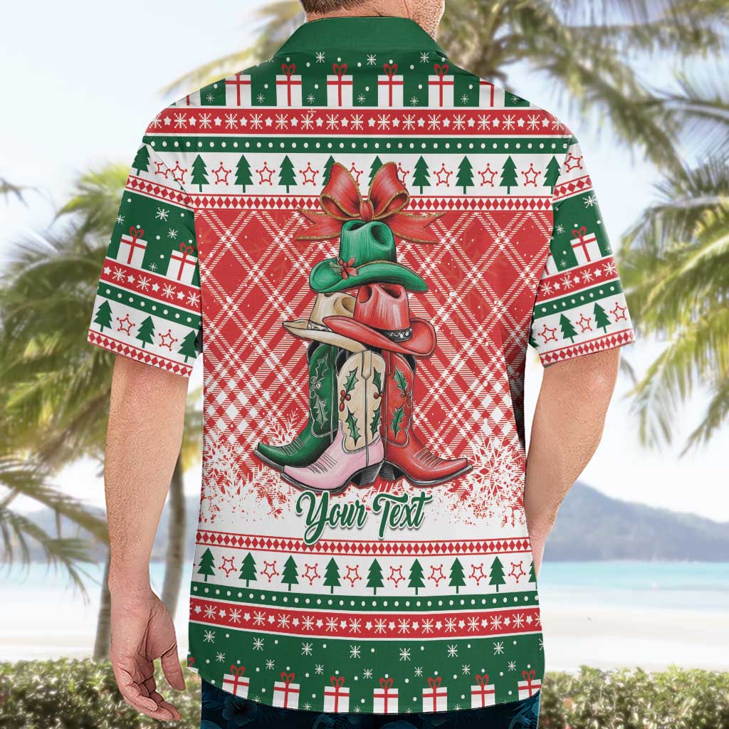 Personalized Cowgirl Boots Howdy Christmas Hawaiian Shirt Western Christmas - Wonder Print Shop