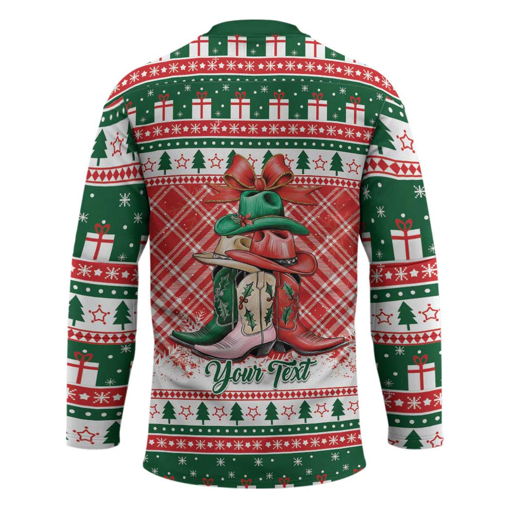 Personalized Cowgirl Boots Howdy Christmas Hockey Jersey Western Christmas - Wonder Print Shop
