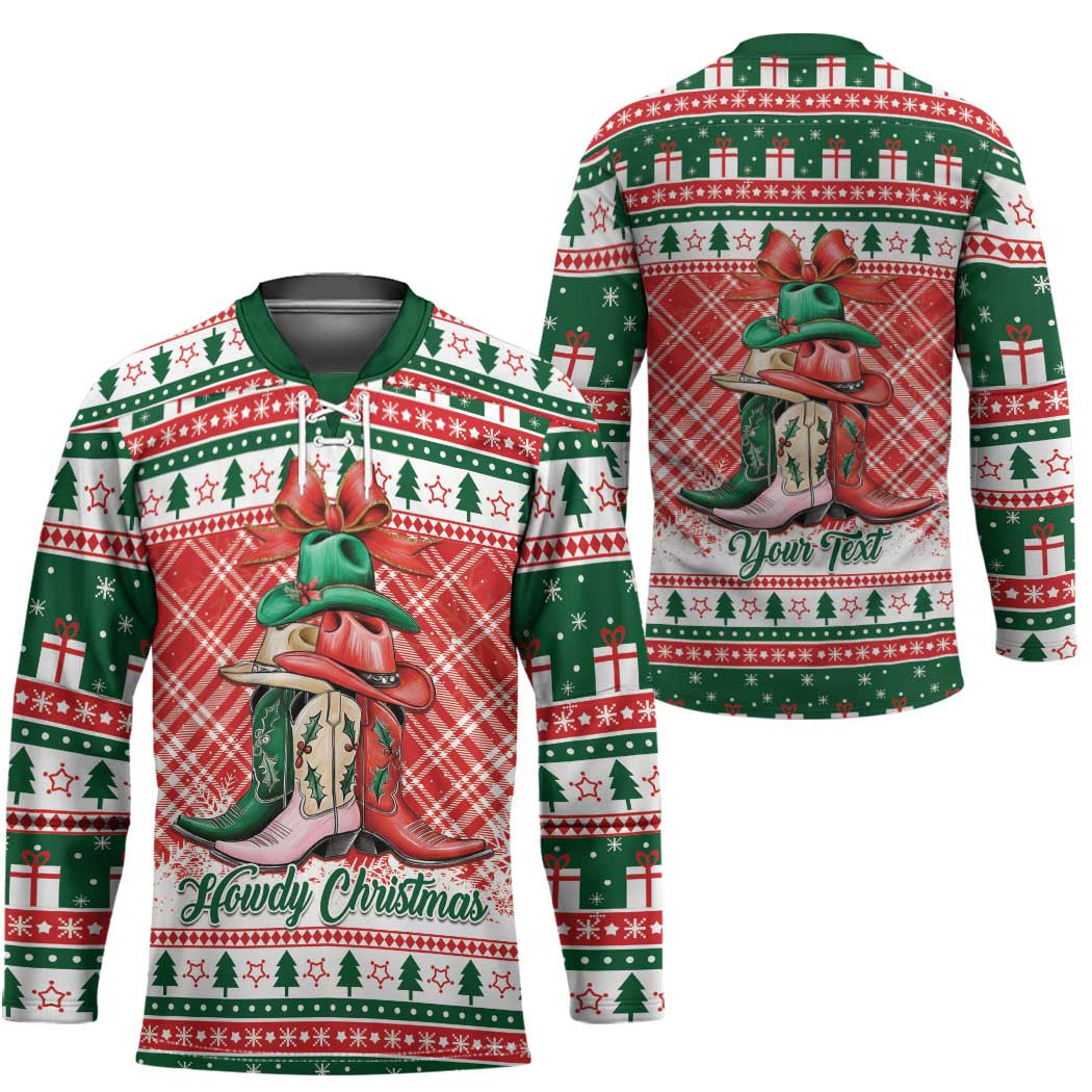Personalized Cowgirl Boots Howdy Christmas Hockey Jersey Western Christmas - Wonder Print Shop