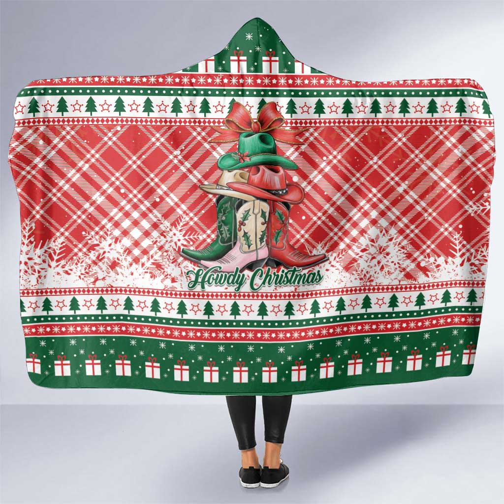 Cowgirl Boots Howdy Christmas Hooded Blanket Western Christmas - Wonder Print Shop