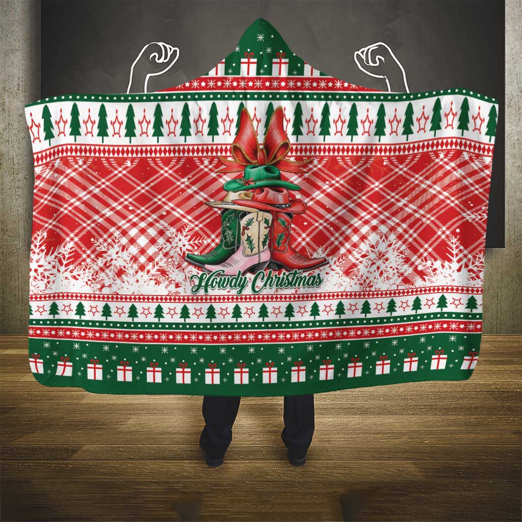 Cowgirl Boots Howdy Christmas Hooded Blanket Western Christmas - Wonder Print Shop