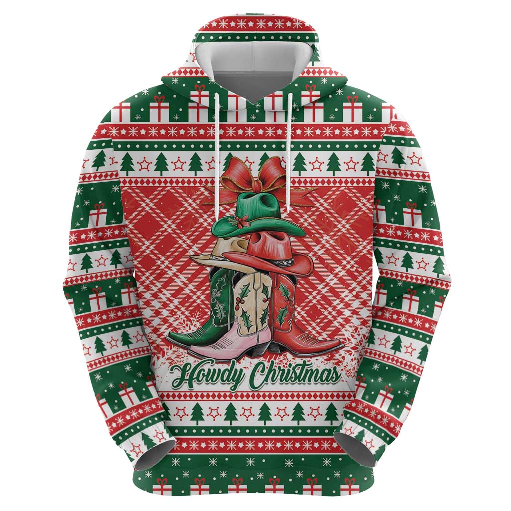 Personalized Cowgirl Boots Howdy Christmas Hoodie Western Christmas - Wonder Print Shop