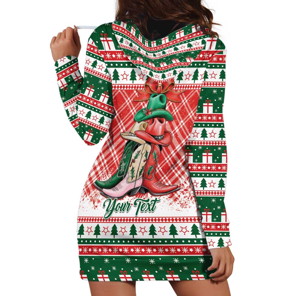 Personalized Cowgirl Boots Howdy Christmas Hoodie Dress Western Christmas - Wonder Print Shop