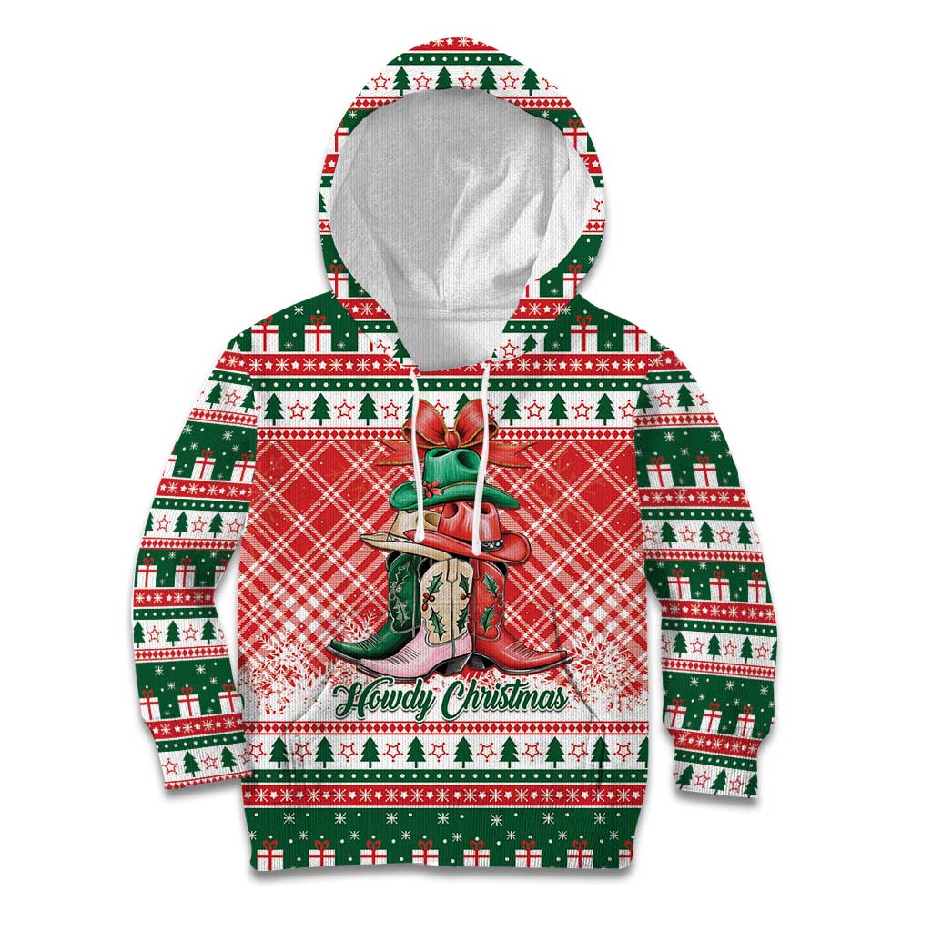 Personalized Cowgirl Boots Howdy Christmas Kid Hoodie Western Christmas - Wonder Print Shop
