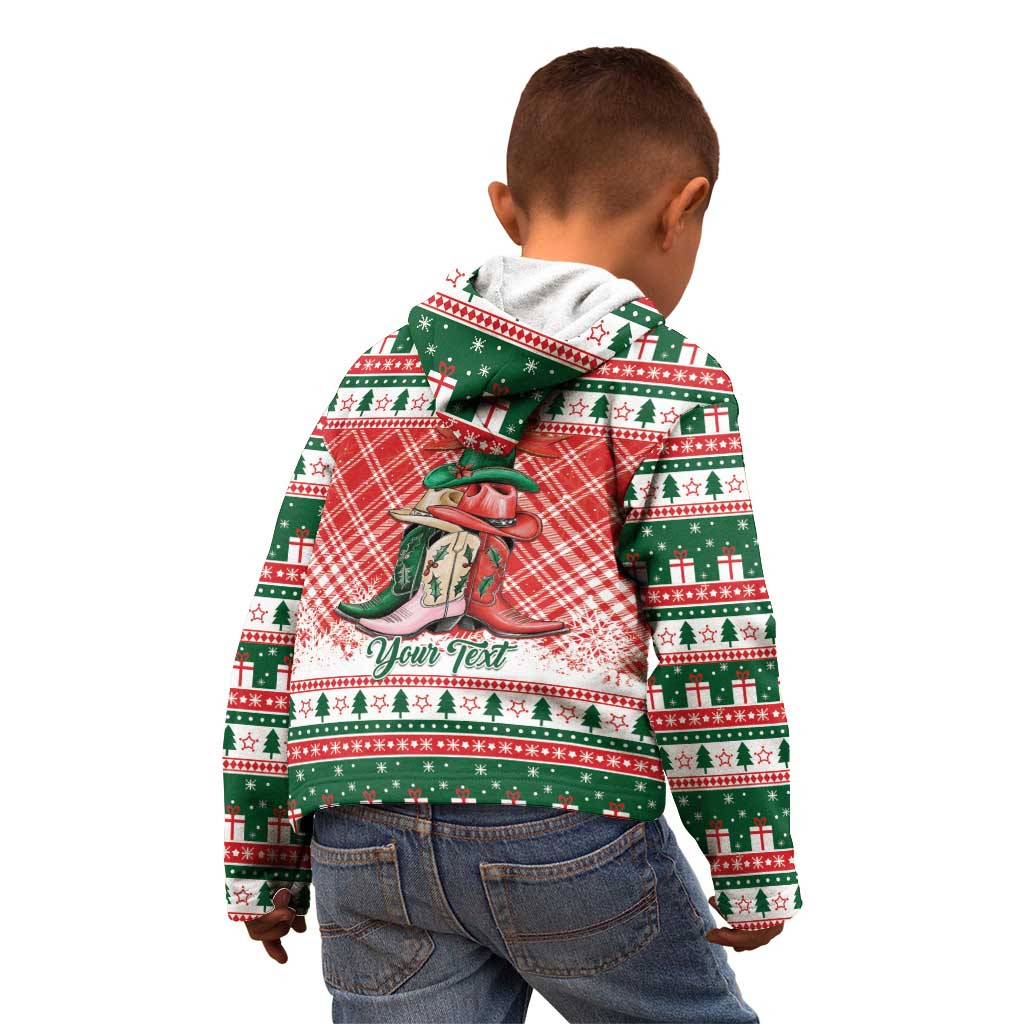 Personalized Cowgirl Boots Howdy Christmas Kid Hoodie Western Christmas - Wonder Print Shop