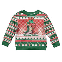 Personalized Cowgirl Boots Howdy Christmas Kid Ugly Christmas Sweater Western Christmas - Wonder Print Shop
