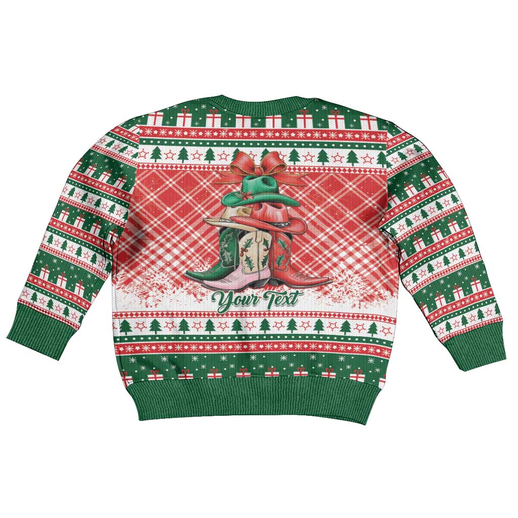 Personalized Cowgirl Boots Howdy Christmas Kid Ugly Christmas Sweater Western Christmas - Wonder Print Shop