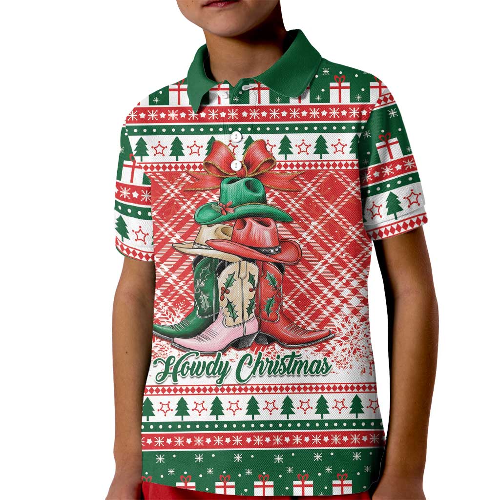 Personalized Cowgirl Boots Howdy Christmas Kid Polo Shirt Western Christmas - Wonder Print Shop