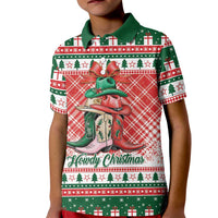 Personalized Cowgirl Boots Howdy Christmas Kid Polo Shirt Western Christmas - Wonder Print Shop