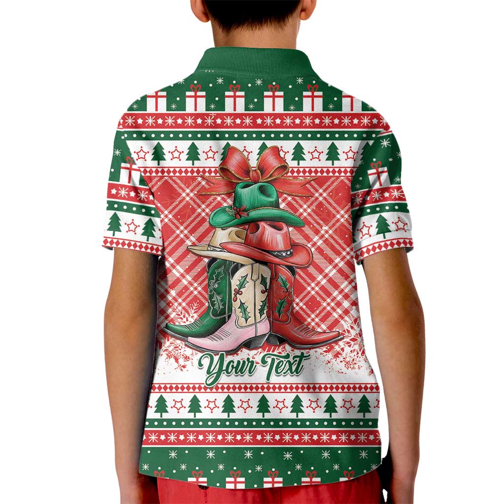 Personalized Cowgirl Boots Howdy Christmas Kid Polo Shirt Western Christmas - Wonder Print Shop