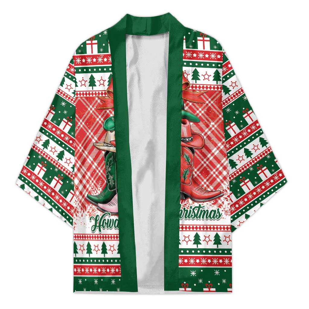 Personalized Cowgirl Boots Howdy Christmas Kimono Western Christmas - Wonder Print Shop