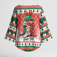 Personalized Cowgirl Boots Howdy Christmas Kimono Sleeve Blouse Western Christmas - Wonder Print Shop