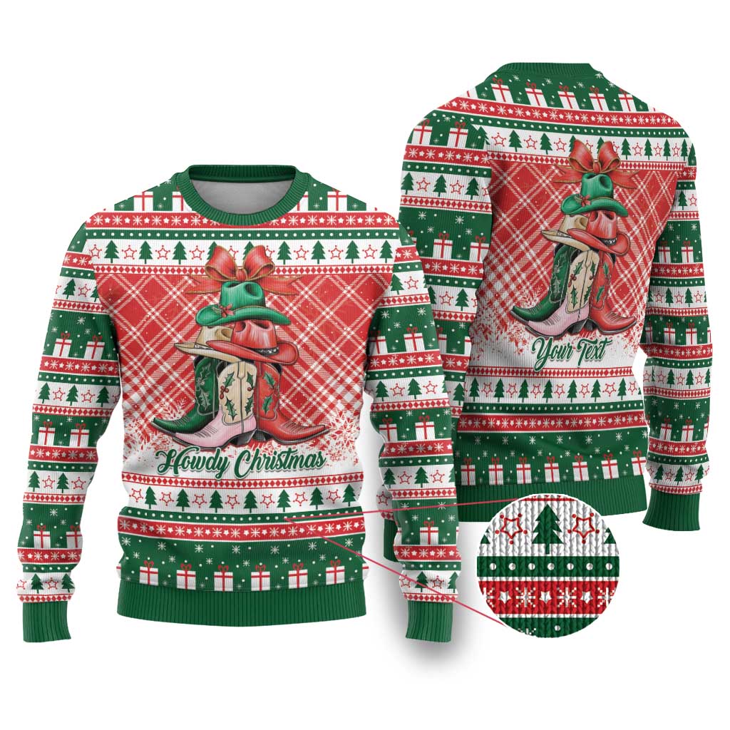 Personalized Cowgirl Boots Howdy Christmas Ugly Christmas Sweater Western Christmas - Wonder Print Shop