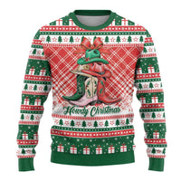 Personalized Cowgirl Boots Howdy Christmas Ugly Christmas Sweater Western Christmas - Wonder Print Shop