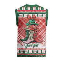 Personalized Cowgirl Boots Howdy Christmas Knitted V-Neck Vest Western Christmas - Wonder Print Shop