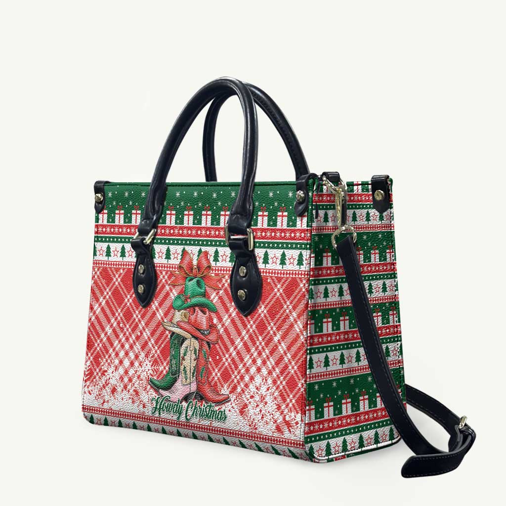 Cowgirl Boots Howdy Christmas Leather Bag Western Christmas - Wonder Print Shop