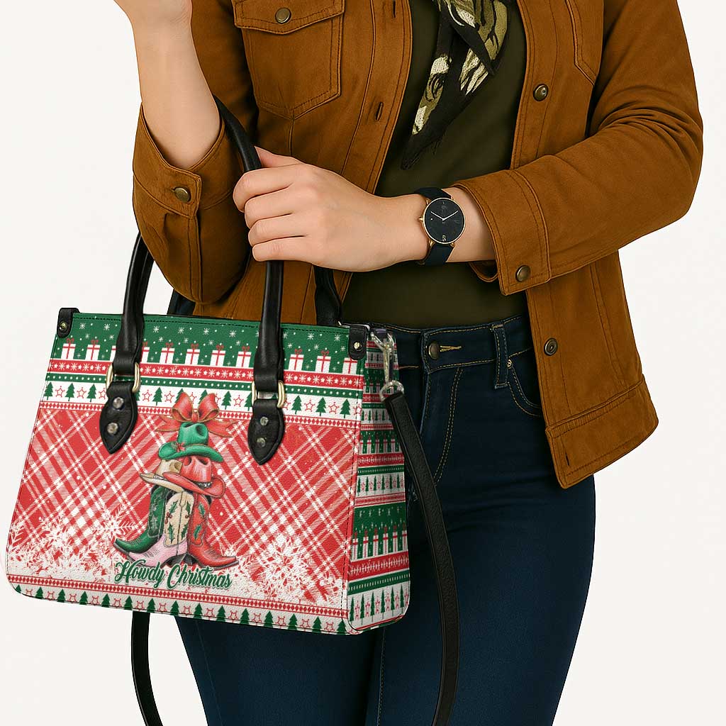 Cowgirl Boots Howdy Christmas Leather Bag Western Christmas - Wonder Print Shop