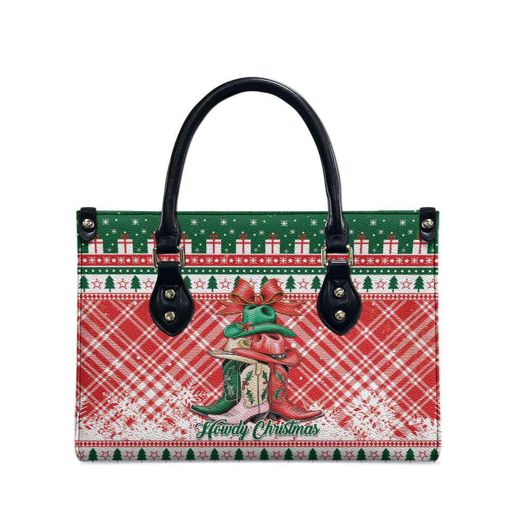 Cowgirl Boots Howdy Christmas Leather Bag Western Christmas - Wonder Print Shop