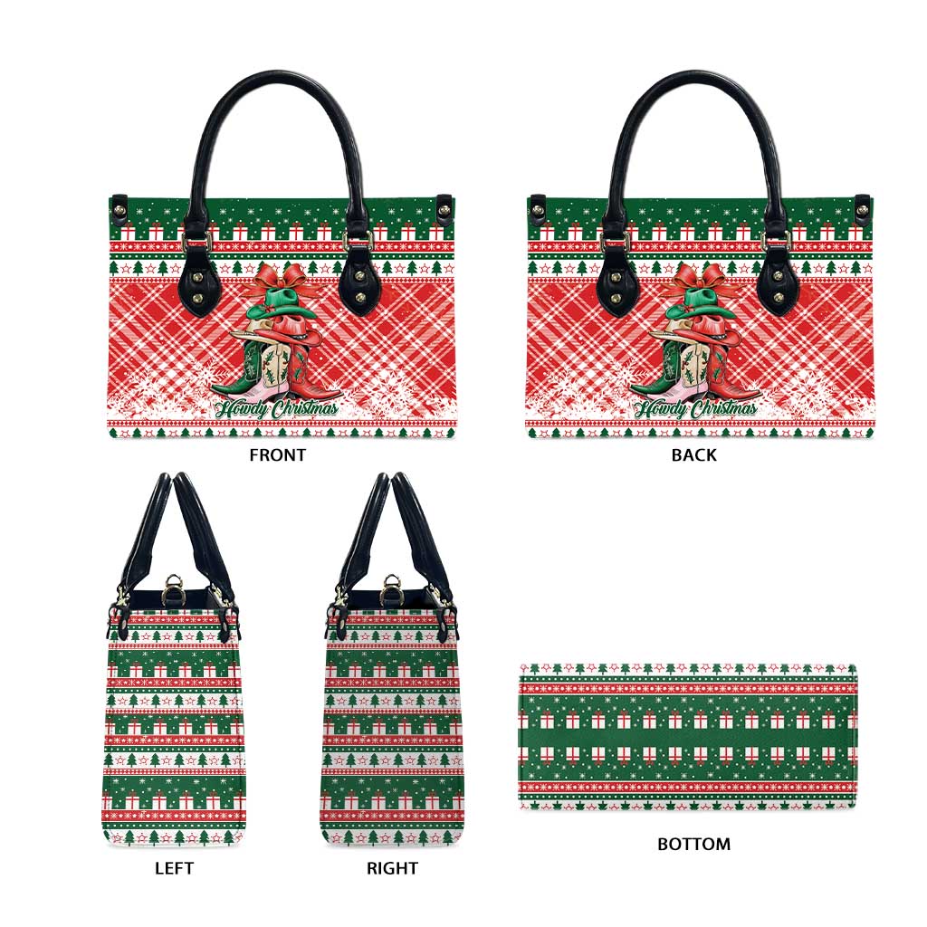 Cowgirl Boots Howdy Christmas Leather Bag Western Christmas - Wonder Print Shop