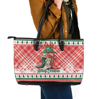 Cowgirl Boots Howdy Christmas Leather Tote Bag Western Christmas - Wonder Print Shop