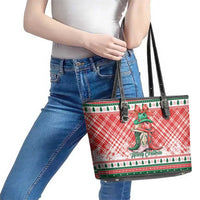 Cowgirl Boots Howdy Christmas Leather Tote Bag Western Christmas - Wonder Print Shop