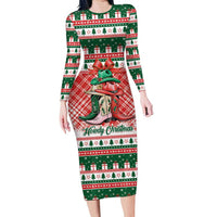 Personalized Cowgirl Boots Howdy Christmas Long Sleeve Bodycon Dress Western Christmas - Wonder Print Shop