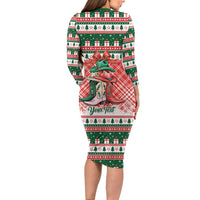 Personalized Cowgirl Boots Howdy Christmas Long Sleeve Bodycon Dress Western Christmas - Wonder Print Shop