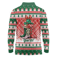 Personalized Cowgirl Boots Howdy Christmas Long Sleeve Polo Shirt Western Christmas - Wonder Print Shop