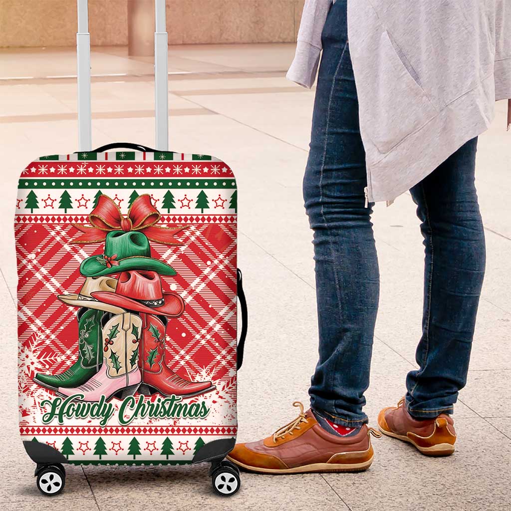 Cowgirl Boots Howdy Christmas Luggage Cover Western Christmas - Wonder Print Shop