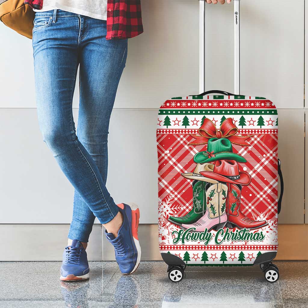 Cowgirl Boots Howdy Christmas Luggage Cover Western Christmas - Wonder Print Shop