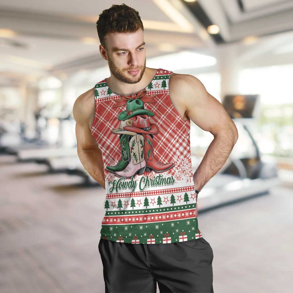 Personalized Cowgirl Boots Howdy Christmas Men Tank Top Western Christmas - Wonder Print Shop