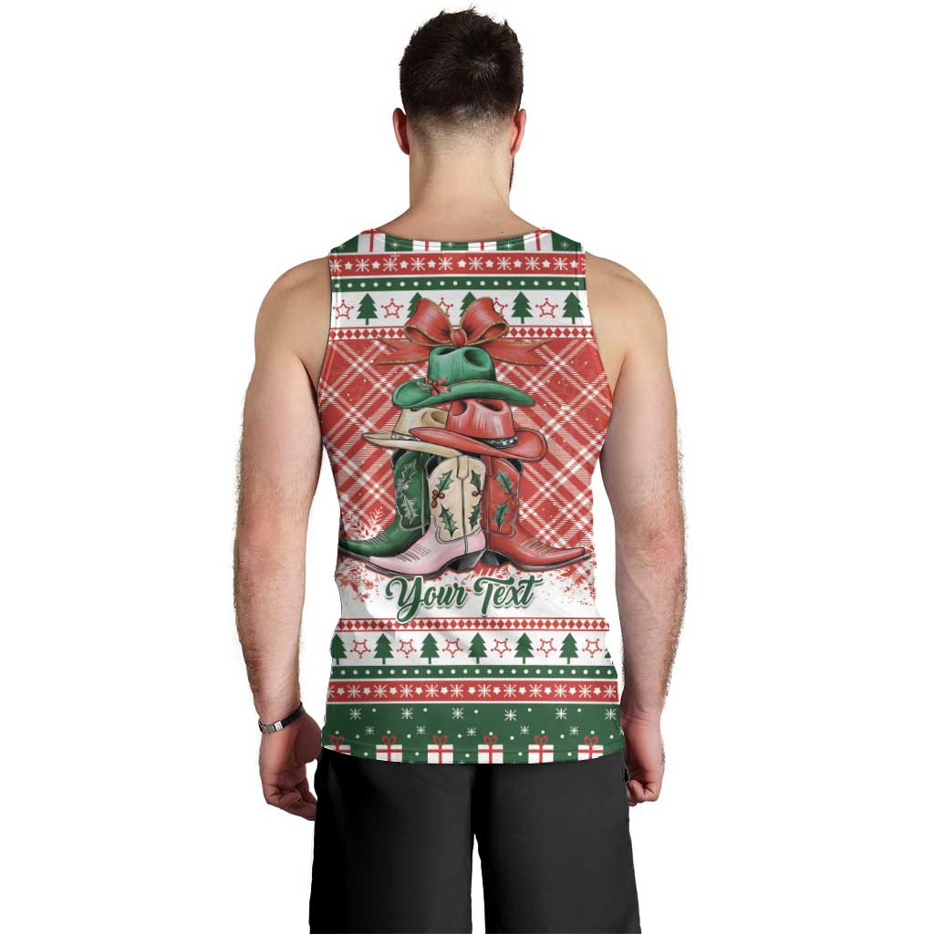 Personalized Cowgirl Boots Howdy Christmas Men Tank Top Western Christmas - Wonder Print Shop