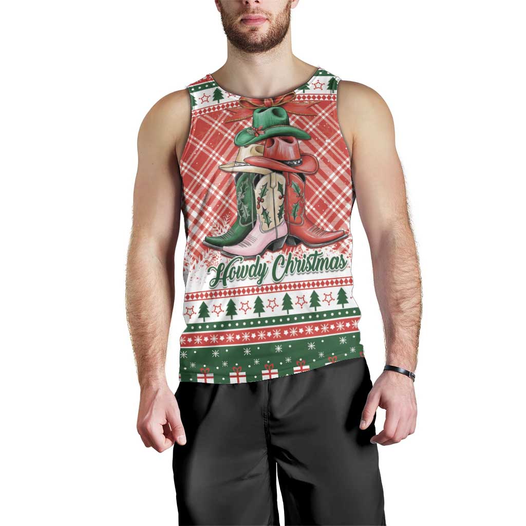 Personalized Cowgirl Boots Howdy Christmas Men Tank Top Western Christmas - Wonder Print Shop