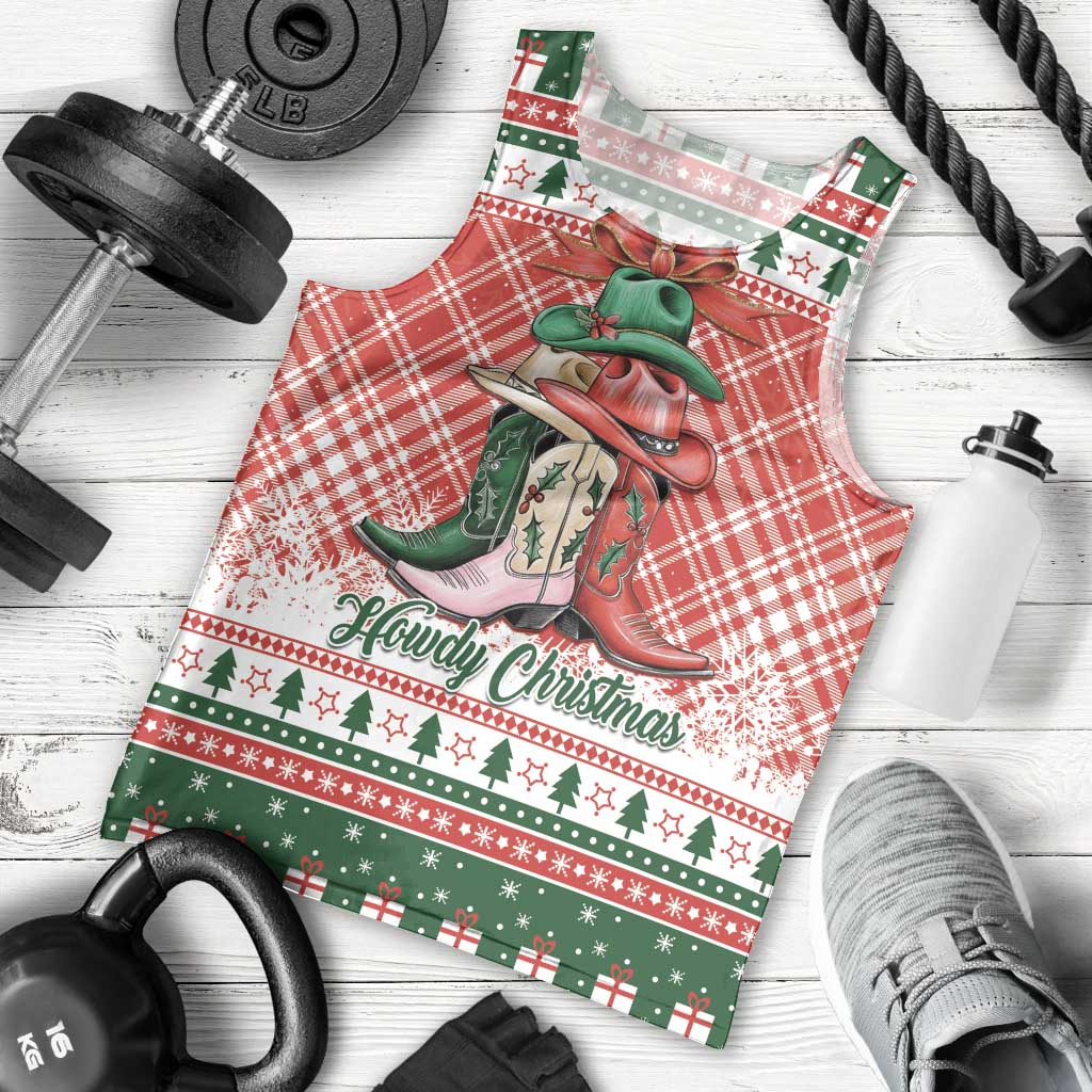 Personalized Cowgirl Boots Howdy Christmas Men Tank Top Western Christmas - Wonder Print Shop