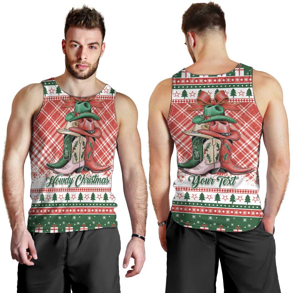 Personalized Cowgirl Boots Howdy Christmas Men Tank Top Western Christmas - Wonder Print Shop