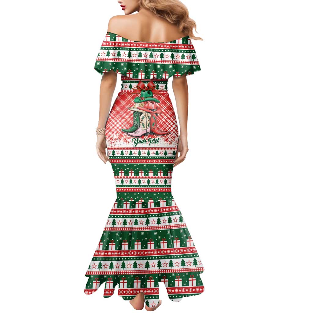 Personalized Cowgirl Boots Howdy Christmas Mermaid Dress Western Christmas - Wonder Print Shop