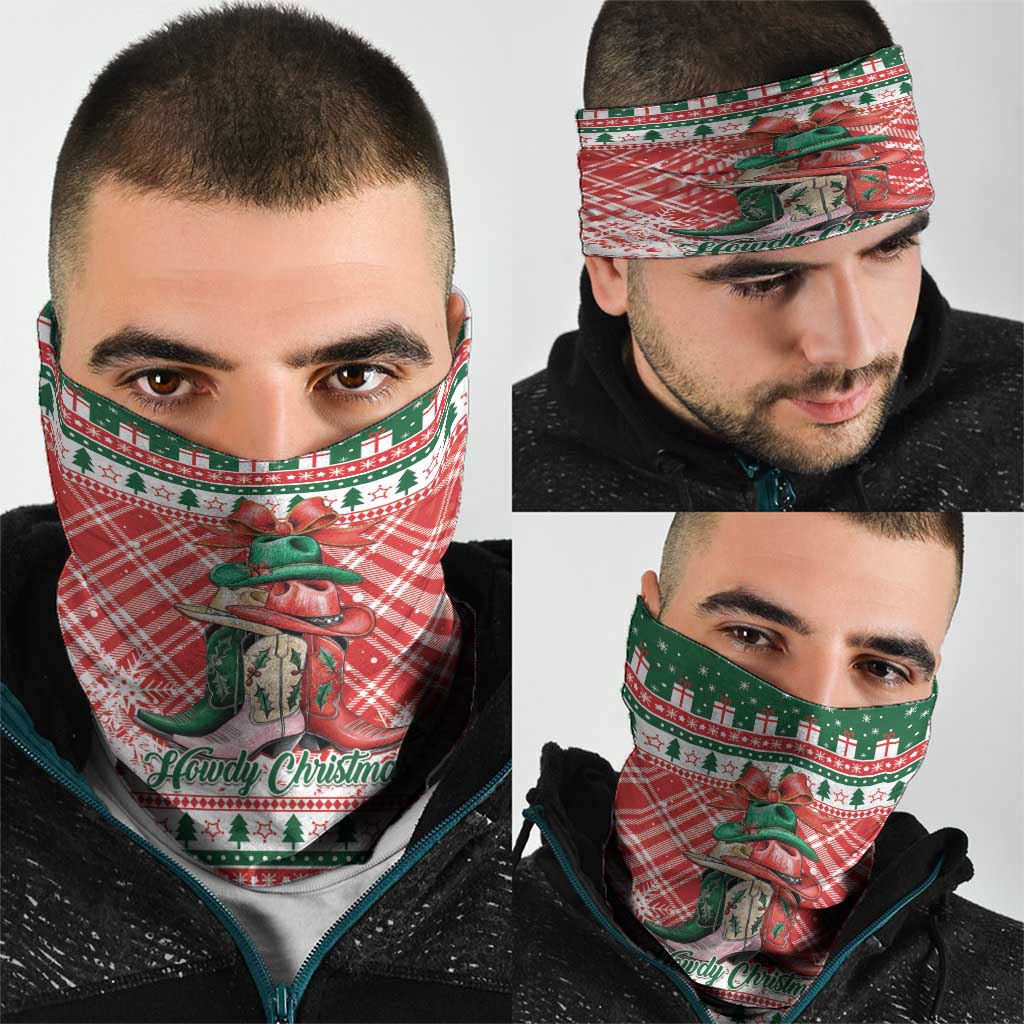 Cowgirl Boots Howdy Christmas Neck Gaiter Western Christmas - Wonder Print Shop